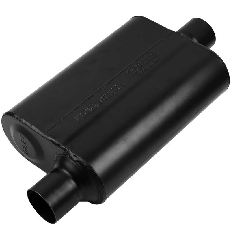 Flowmaster Super 44 Series Chambered Muffler â€“ 2.50â€ - Offset In/Center Out â€“ Aggressive Sound â€“ 16 Gauge Aluminized Steel - For Classic & Late Muscle Cars, Street Rods, Trucks, SUVs (942546) - Image 1